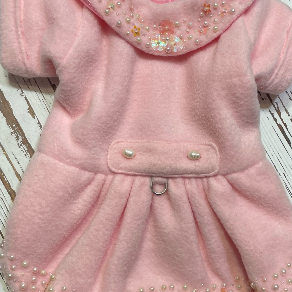 Pink Dog Coat with Pearl Accents
Large